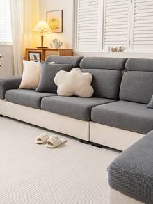 1 Pc Glam Style Fitted Sofa Slipcovers - Polar Fleece Elastic-Band One-Piece Design - Machine Washable Pet-Friendly Couch Protector Covers - Polyester & Spandex Blend For Armchair To 4-Seater Sectional Sofas - Pet Friendly With No Embellishment (1pc) - Dark Gray - View 9