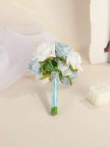 1 Piece Of New Wedding Artificial Bride Bouquet In Blue For Bridesmaid Summer Birthday Gifts Beach Back To School School Supplies Room Decor