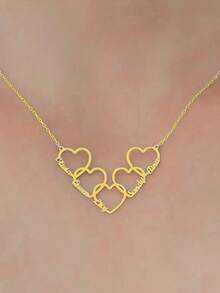 Customized Necklace, Can Customize 1-5 Names, Multi-Heart Pendant Necklace, English Family Name Necklace, Stainless Steel Jewelry For Women, Romantic Personalized Font Pendant Necklace, Valentine's Day Gift, Classic & Elegant, Suitable For Giving To Family, Best Friends, As School Supplies, Back To School Gift, Office Supplies, School Supplies, Classroom Supplies, Teacher Gift, College Gift