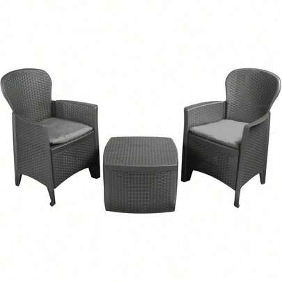 Rattan Garden Table And Chairs Set Set Of 2 Garden Chairs With Cushions & Table Patio Set