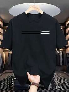 Men's Casual & Sports T-Shirt 100% Cotton Blouse Imported T-Shirt Premium Mesh Paris New Release - màu đen - Xem 1