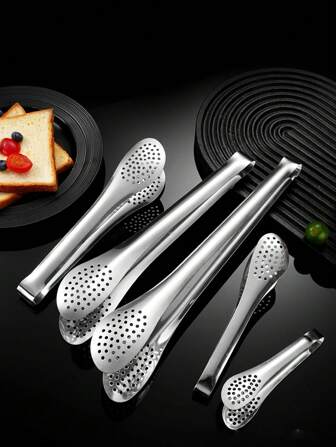 1 pieza Pinzas de alimentos delicadas, pinzas para pan, pinzas para bistec a la parrilla, pinzas de autoservicio para ensalada de cocina