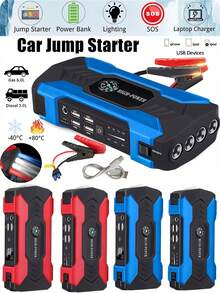 Arrancador de coche - Linterna LED y cargador de batería de coche - Luz LED de emergencia - Para automóviles, motocicletas, camiones, SUV - Para propietarios de automóviles y preparación para emergencias - Regalo perfecto para asistencia en carretera, Cargador de batería de arranque de coche de alta capacidad