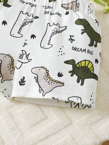 BrownBark 2 piezas Conjunto de chaleco y pantalones cortos con estampado de dinosaurio lindo para bebé/niño pequeño, conjunto informal de verano, perfecto para uso diario y actividades al aire libre