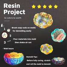 2-Pack Round Silicone Molds - Rose & Lotus Flower Shapes, Durable, Smooth & Flexible For Epoxy Resin Crafting, DIY Candle Holders, Candy Dishes, Flower Pots