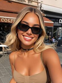 1/2pcs Women Plastic Geometric Small Frame Classic Elegant Modern Simple Style Fashion Glasses For Street-Photography Tropical Beach Vacay Appointment Outfits Accessories Suitable For All Face Shapes For Summer Beach Vacation,Outdoor,Travel ,Back To School,Preppy Style,School Look