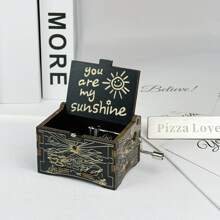 Vintage Retro Hand-Cranked Wooden Music Box Gift - Mini Portable Cute Musical Jewelry Box, Romantic Home Desk Decor For Birthday Christmas Valentine's Day (Women/Girls/Girlfriend)