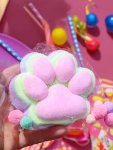 1pc Rainbow Color Squishy Soft Cute Cat Paw Squeeze Toy, Portable Stress Relief Fidget Toy, Ideal For Office Desk, Outings, Holiday Gifts, Party Favors, Classroom Rewards - Multicolor - View 2