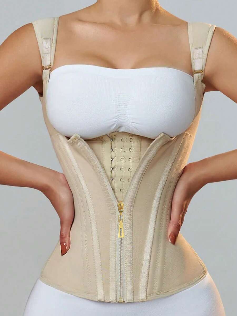 Women's Waist Trainer Corset, Sports Compression Tank Top With Adjustable Straps - Beige - View 1