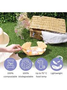50 pièces Barques alimentaires en bambou - Mini plateaux à sushi, assiettes d'amuse-gueule, contenants en forme de feuille pour barbecues, camping et repas, accessoires de cuisine légers, accessoires de repas | Design de feuille naturelle | Contenants