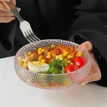 Ins Style Hammered Glass Bowl Fruit Bowl Dessert Bowl Salad Bowl Salad Bowl Home Premium Feeling Fruit Bowl, Easter, Halloween, Christmas, Teacher's Day, Mother's Day, Father's Day Holiday Present, Birthday Present.,School Supplies