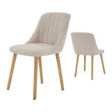 Dining Chairs Set Of 2,Modern Fabric Upholstered Kitchen Chairs With Solid Oak Legs,Weight Capacity 300lbs,Easy Clean Fabric,Ergonomic Curved Backrest - 米色 - 查看 3