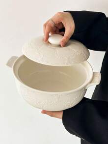 1 件法式复古浪漫花卉陶瓷汤碗带手柄，用于盛汤、水果和储存，带盖，厨房锅具，餐具，实用，生日礼物，节日礼物，母亲节礼物 - 彩色 - 查看 8