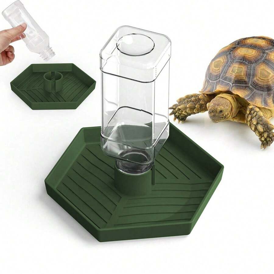 1pc Automatic Reptile Drinking Water Bowl, Suitable For Turtles, Geckos, Lizards, Reptile Water Feeder Plastic Dish - Multicolor - View 1