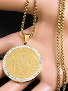 Medalha dos Sete Arcanjos Colar de Anjo para Mulheres e Homens, Aço Inoxidável, Selo de Proteção de Salomão