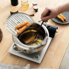 1 件日式天妇罗家用油炸锅，迷你，深温控，燃气高效，日式小型油炸锅