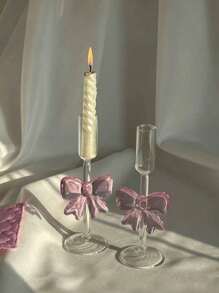 1 pieza Soporte de vela creativo y lindo con lazo extra grande, Soporte de vela para decoración de restaurante de alta gama, Soporte de vela decorativa para una cena romántica a la luz de las velas