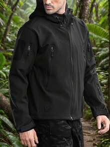 Military Soft Shell Tactical Jacket, Men's Waterproof Windproof Jackets, Men's Army Combat Hooded Coats - màu đen - Xem 1