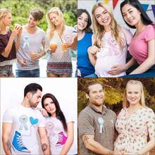 “准爸爸”“准妈妈”马口铁徽章别针 - 婴儿洗礼按钮 新爸爸礼物 性别揭晓派对 男婴蓝色玫瑰花结按钮 婴儿庆祝活动（蓝色、粉色）婴儿洗礼 家庭装饰礼物 - 彩色 - 查看 4