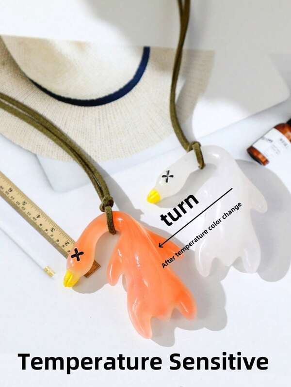 New Color-Changing Roast Duck Creative Pendant Ultraviolet Color-Changing Creative Toys Gradient Cartoon Printing Meet Light Color-Changing Car Gift Duck Keychain Pendant Gift For The Family