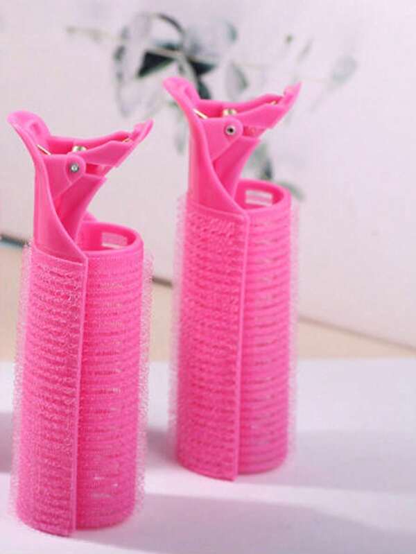 Two Pieces Of Pink Hair Clip Barrel, Modern Simple Air Liu Bangs Hair Curling Tube Eight-Figure Shaped Artifact Liu Bangs Hairpin Fluffy Curling Duck-Billed Hair Root Fluffy Clip