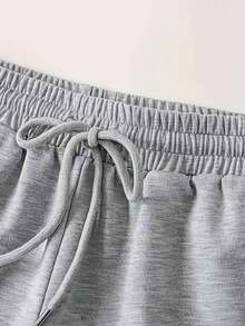 Camiseta de manga corta con estampado de dibujos animados y pantalones cortos - Gris Oscuro - Ver 3