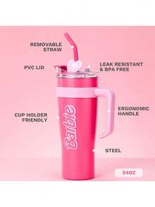 Miniso Barbie Capsule Series 1600ml/54.1oz Cốc thép không gỉ Mega kèm ống hút chất lượng cao (1 CÁI) - Hồng - Xem 5