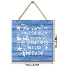 1 Pieza Letrero de madera para puerta de playa, "La arena puede sacudirse, la sal puede lavarse, pero los recuerdos durarán para siempre", placa colgante de pared con diseño de tema oceánico, decoración del hogar, decoración de casa de playa, letrero para familia de playa - Multicolor - Ver 11