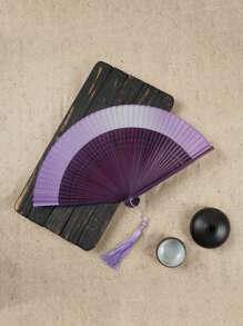 1pc Foldable Fan Hand Held Fan With Tassel For Outdoor Travel Dancing Performance Cheongsam Dressing Accessories Photo-Taking Props