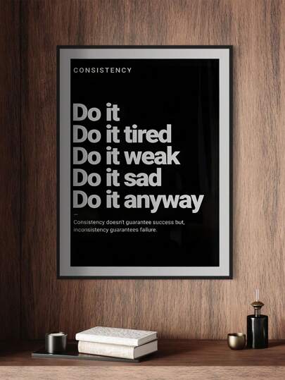 1pc Motivational Canvas Wall Art - "Do It" Consistency Poster With Black Background & White Text, Unframed For Home Office, Gym, Or Workspace Decor, Poster Wall Art, Perfect For Room Decor