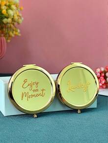1 件金色双面折叠镜，全新手工奢华日式法式金字母“Enjoy The Moment”公主设计双面折叠便携化妆工具小巧化妆镜、袖珍镜、梳妆镜 - 照亮您的化妆时刻，适合旅行、居家使用、送给朋友、家人、女朋友、母亲节、情人节的礼物 - 彩色 - 查看 6
