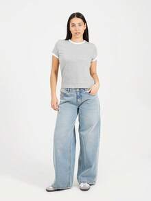 brave soul T-Shirt With Pocket & Contrast Trims - Grey Marl - View 2