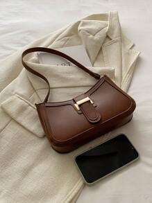 Elegante bolso de hombro en forma de media luna para mujer, moda casual y elegante, bolso debajo del brazo de unicolor
