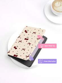 1pc Cherry Blossom Bow Design Cover Case For Kindle NK 11/Kindle Paperwhite 5/Kindle 2024, With Auto Wake/Sleep Feature, Slim And Convenient, Romantic Gift