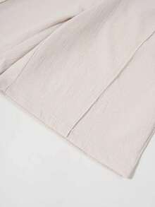 Plus Size Women's Solid Color Wide Leg Shorts With Faux Drawstring - Lightweight Polyester Fabric, Casual Vacation Style, Machine Washable - Apricot - View 6