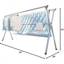 Clothes Drying Rack 79 Inches Folding Indoor Outdoor, Drying Rack Clothing Collapsible, Foldable Laundry Drying Rack, Heavy Duty Stainless Steel Clothesline, Garmet Rack, 20 Hooks 12 Clips - 79" - View 9