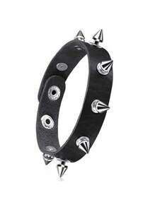 3pcs/Set Gothic Rivet Edgy Y2K Bracelet Set, Suitable For Men & Women Daily Wear, Party, Performance, Couples Bracelet, Christmas, Valentine's Day, Carnival Costume Accessories, Great For Birthday, Holiday, Anniversary Gift
