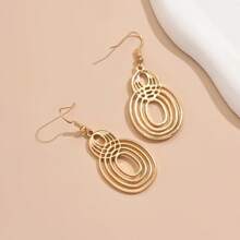 1 Pair Fashionable Personalized Exaggerated Vintage Bohemian Hollow Geometric Multi-Layer Gourd Shaped Earrings