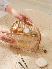 Colorful Mesh Toiletry Bag, Student Travel Portable Cosmetic Organizer Bag, Large Capacity Minimalist Toiletry Pouch - Multicolor - View 5