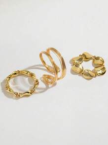 3-teiliges Set mit stilvoller, übertriebener asymmetrischer geometrischer Metall-Perlen-Schmuck-Armband- und Armreif-Kombination, ideal für Männer und Frauen zum Tragen bei Partys und anderen Anlässen.