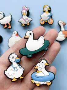 11 PCS Duck Series, DIY Charms For Shoe Key Chain Sandals Beach, PVC Shoe Charms For Clogs Premium Quality Popular Decorations Accessories Great Gifts, Birthday, Party