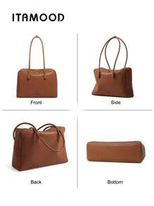 ITAMOOD Bolso de diseñador de piel de ternera Togo de lujo elegante de alta calidad, bolso de gran capacidad con detalles de carta, ligero, de negocios y casual, de color marrón, bolsa de mano y bolsa de hombro minimalista y vintage de unicolor con textura, ideal como regalo para maestros, bolsos para mujer 80368