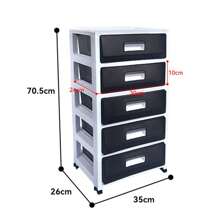 Wevalley WeValley Tour de rangement - sur roulettes, 5 tiroirs, hauteur 61 cm, idéale rangement bureau, cours, documents, fournitures, accessoires - Noir transparent et Blanc