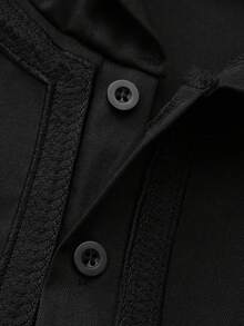 男士长袍，短袖连帽刺绣阿拉伯长袍，男士假日休闲传统服装 - 深灰色 - 查看 6