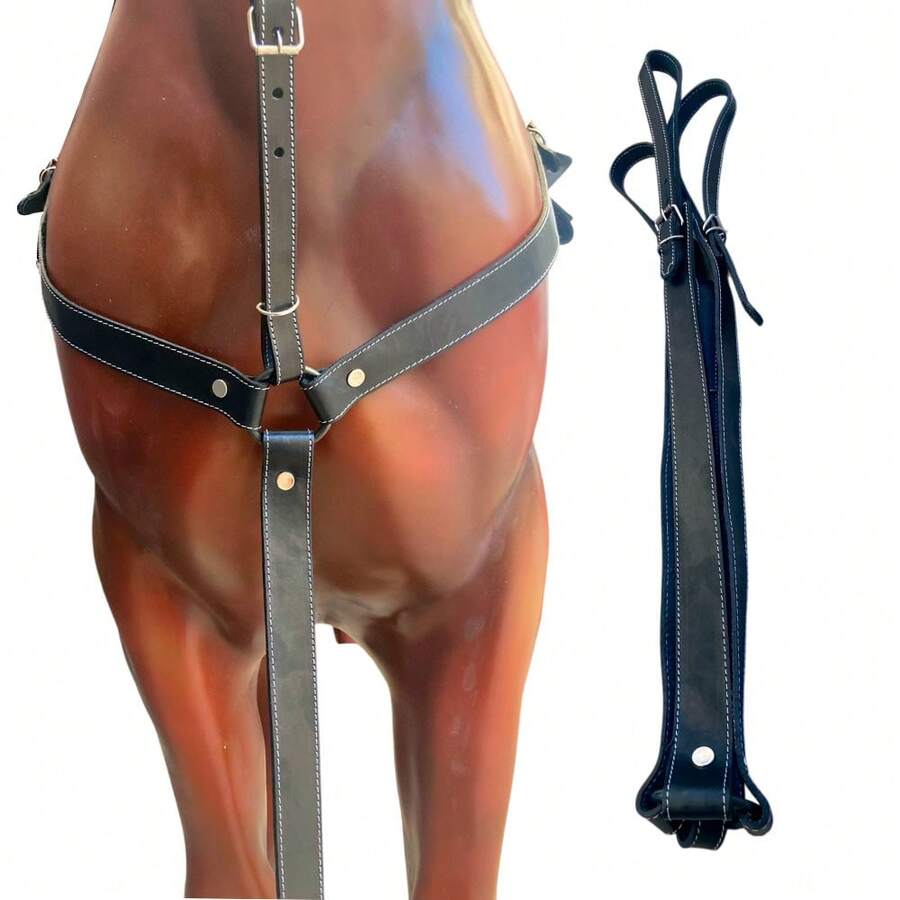 Pechera Pecho Pretal para Caballo Montura Fabricado en Piel con Bajador Incluido y Desmontable Colores Negro, Cafe, Chedron y Vino Herraje Niquelado - Negro - Ver 1