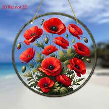 1pc, 2d Flat Lemon Tree - White Magnolia, Red Flowers, Purple Butterfly Sun Catcher, Translucent Circular Window Hanging Decoration, Furniture Natural Theme Decoration, Very Suitable For Walls, Gardens, Porch Furniture Natural Decoration, The Best Holiday Gift For Family And Friends