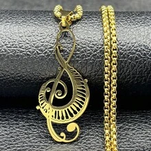 2025 Musical Note Hollow Pendant Necklace Women Piano Keys Stainless Steel Goth Necklace Music Symbol Gift Jewelry Gift - Necklace - View 2