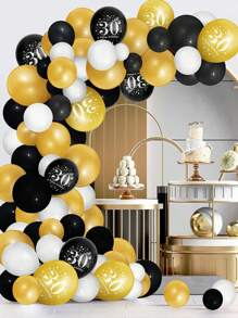 89pcs Black Gold 18th 30th 40th 50th 60th 70th Number Latex Balloons Chain Birthday Balloon Arch Birthday Party Decorations Adult
