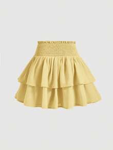 New Cake-Shaped Skirt, High-Waisted Slimming Sweet & Spicy Mini Skirt For Women - Yellow - View 2