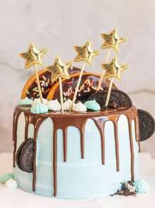 50/100pcs Gold Foil Star Cupcake Toppers, Cute Party Decorations Suitable For Weddings, Birthdays, DIY Desserts, Fruit Food Picks